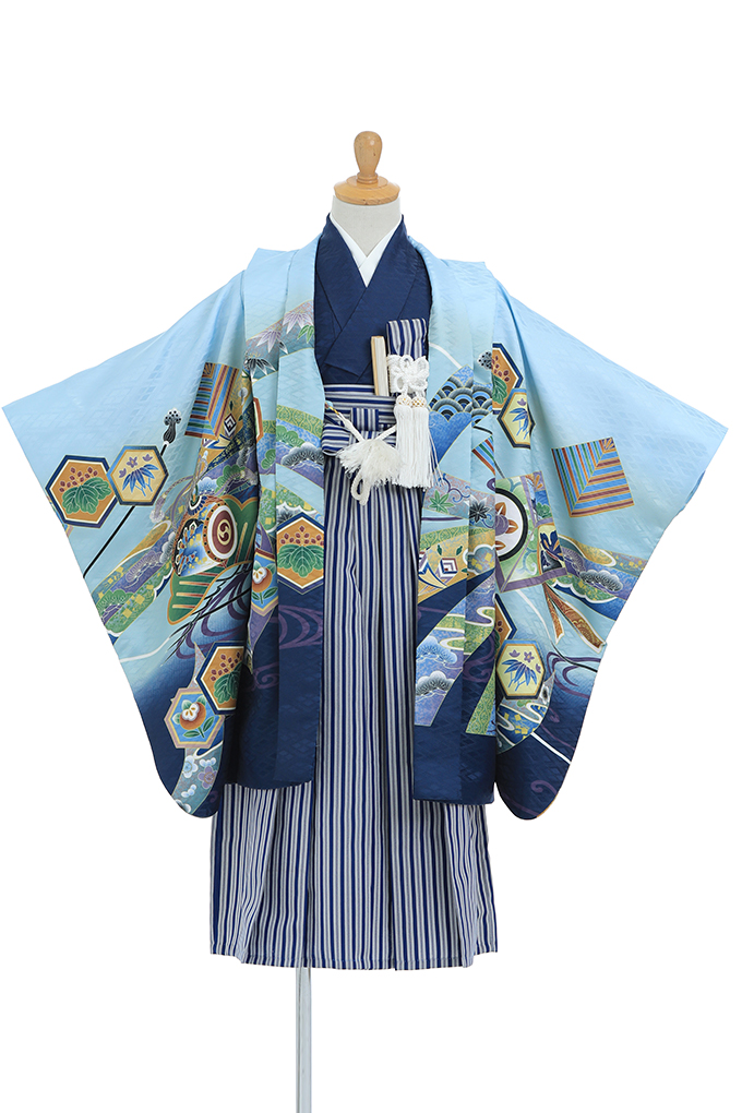 水色龍かぶと菱柄