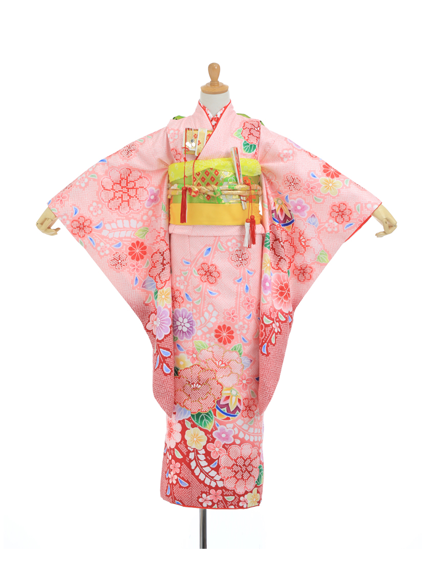 ピンクしぼり柄花爛漫