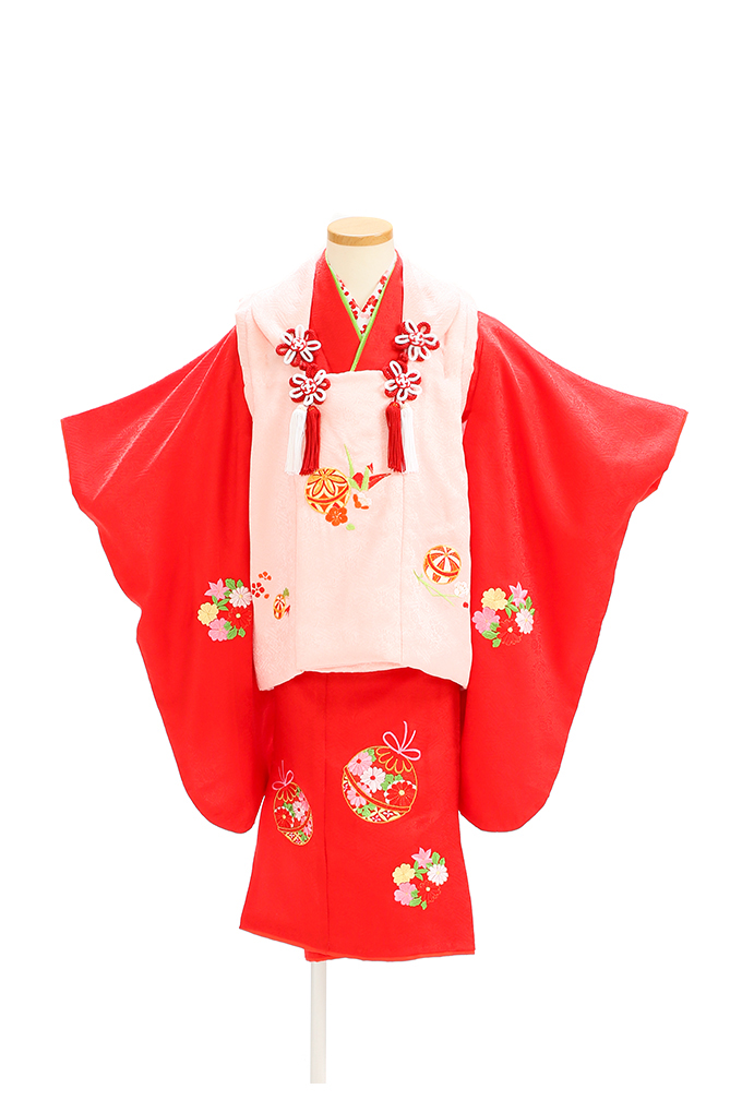 ピンク・赤刺繍まり