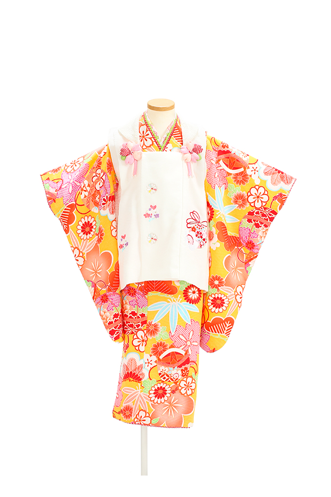 白/山吹花柄