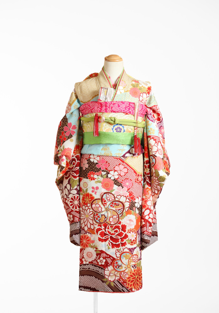 水色花柄
